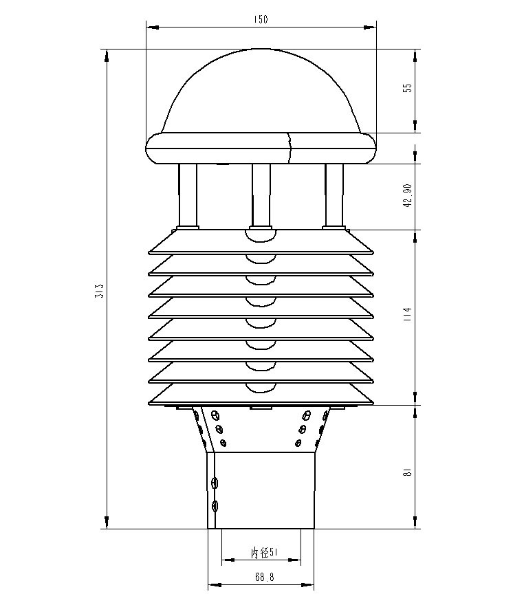 智慧灯杆环境监测传感器产品尺寸图